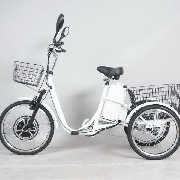 bicicletta elettrica  atre ruote con cestone posteriore con 