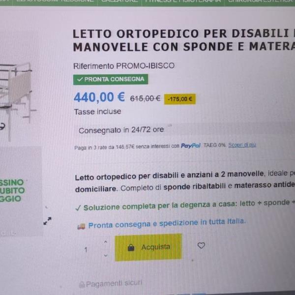 letto ospedaliero con materasso antidecubito più materasso 